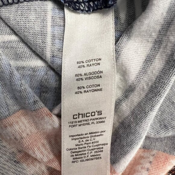 Chico's Womens V-Neck 3/4 Sleeve Multicolor Blouse Size Medium Colorful - Picture 10 of 11